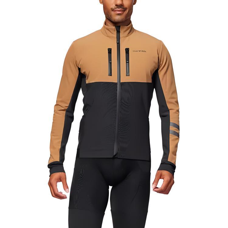 

DECATHLON VAN RYSEL Vintage Sport Windproof Waterproof Breathable Warm Stand Collar Color-blocked Jacket Men s Black/Brown 2XL