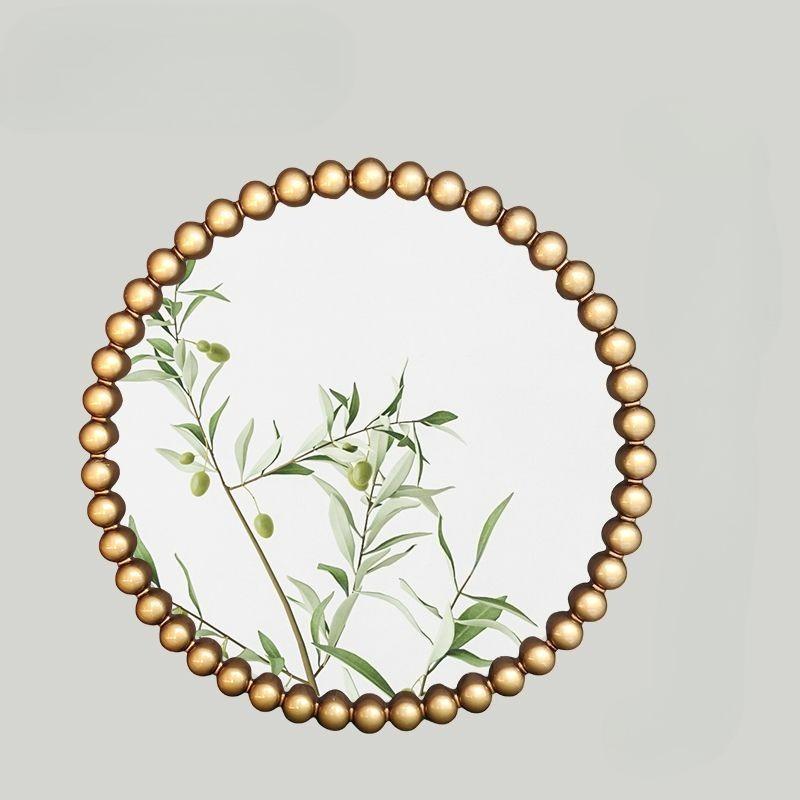 

Nordic porch mirror wall-mounted bathroom French wall-mounted decorative mirror round dressing mirror 60X60CM