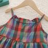 Korean-Style Girls' Summer Plaid Strappy Dress - Colorful and Stylish