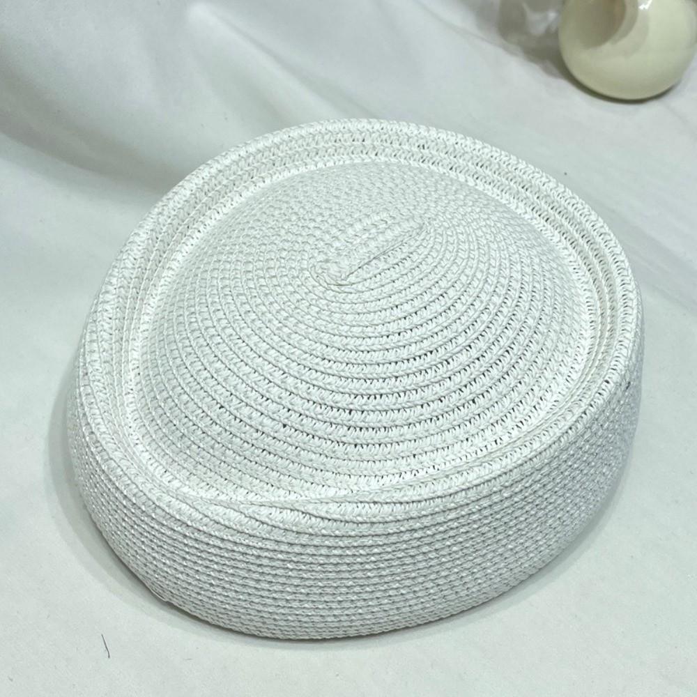 New Elegant Straw Beret Hat Classic Handmade Flight Attendant Hat Simple Teardrop Vintage Sun Hat Summer Wear