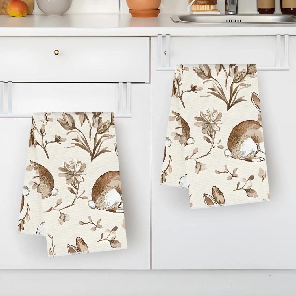 2pcs/set Kitchen Towels 40x60cmcute bunnyHand Towels Christmas Decorations for Home Noel Dish Towels Gifts