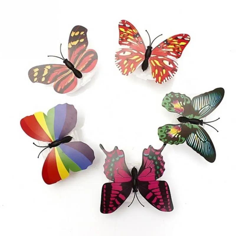1-10pcsNovelty DIY LED Colorful Butterfly Night Light Fridge Party Wedding Living Room Bedroom Refrigerator Home LED Decor Light