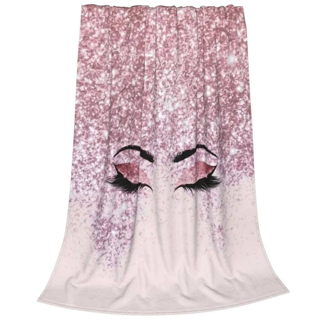 Cute Closed Eyes Plush Blanket Cartoon Beauty Eyelash Funny Throw Blanket Flannel Warm Soft for Home Hotel Sofa 125*100cm