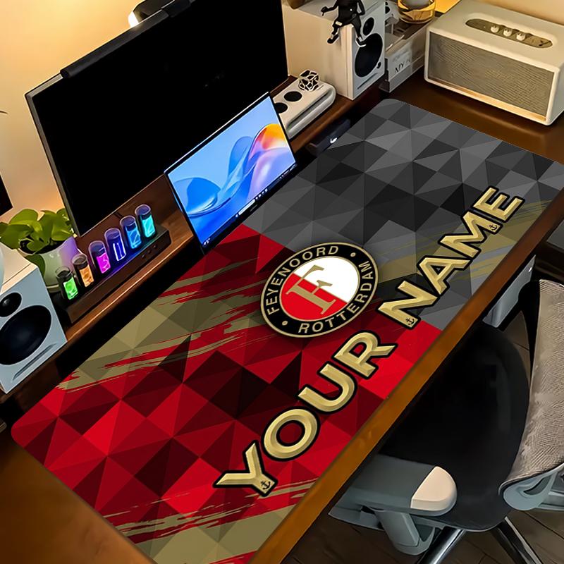 Tappetino per Mouse Personalizzato Feyenoord Grande Cuscino per Tavolo da Gioco Antiscivolo Laptop Tablet Mousepad Grande Tappetino XXL Mini PC Playmat Con Bordo Lock_XIA