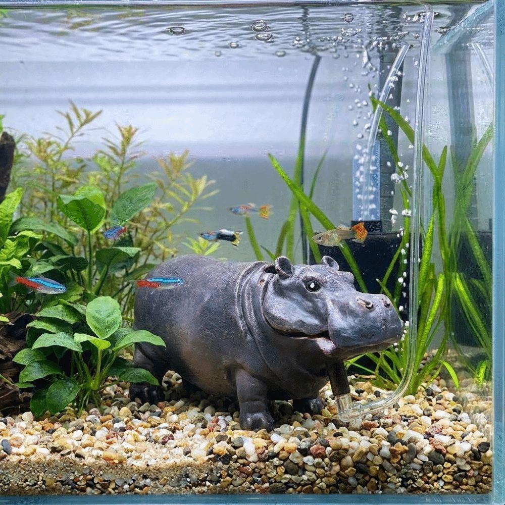 Realistic Hippo Oxygen Pump Efficient Aquarium Hippo Ornament Aquarium Accessories