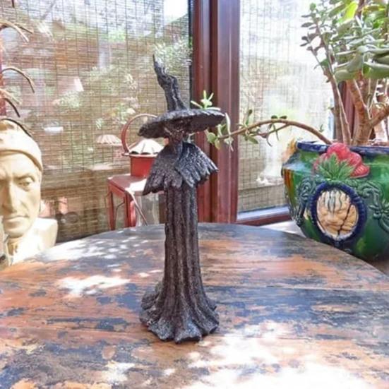 Halloween Black Witch Statue Handmade Guardian of Your Home Gothic Witch Figurine Sculpture Holiday Party Decoration Ornament