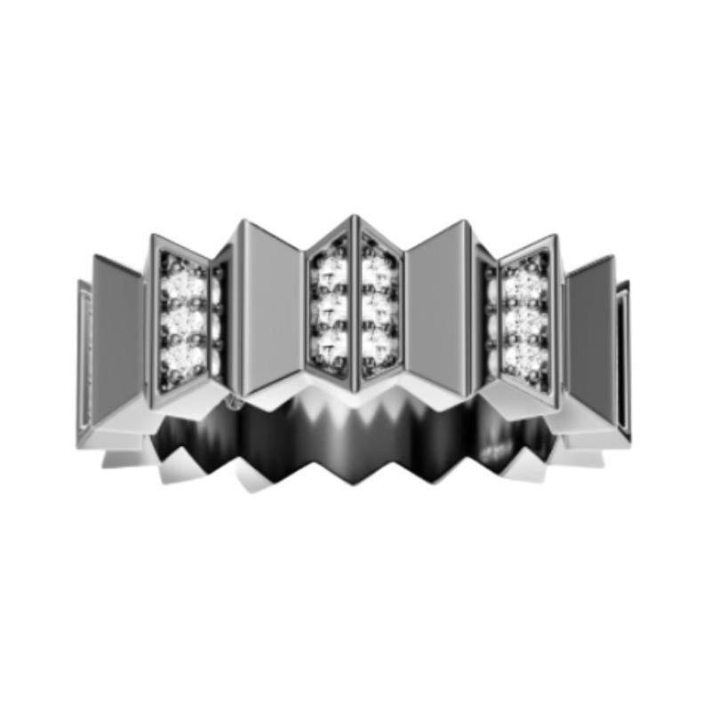 APM Monaco Wavy geometric line design alloy ring men and women same style couple model dark gray W23466XBR