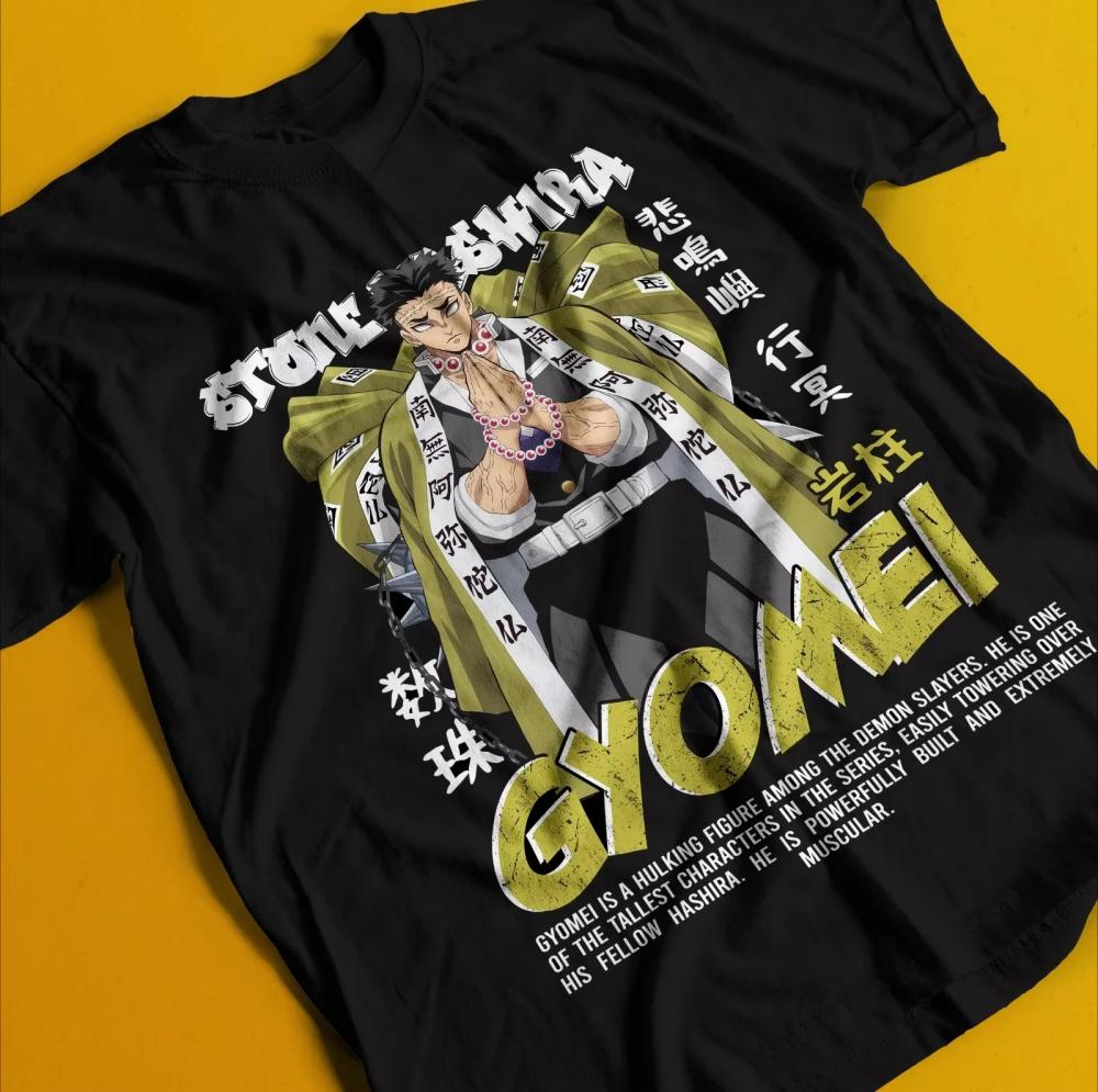 2026 Summer Demon Slayer Mitsuri Kanroji Swimsuit Print T Shirt Men Black Oversized Tee Anime Streetwear Harajuku Loose Cotton