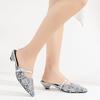 French pointed head thick heel bag head half slippers fashionable outer wear Muller shoes sequined single shoes women's spring and autumn 2025 new