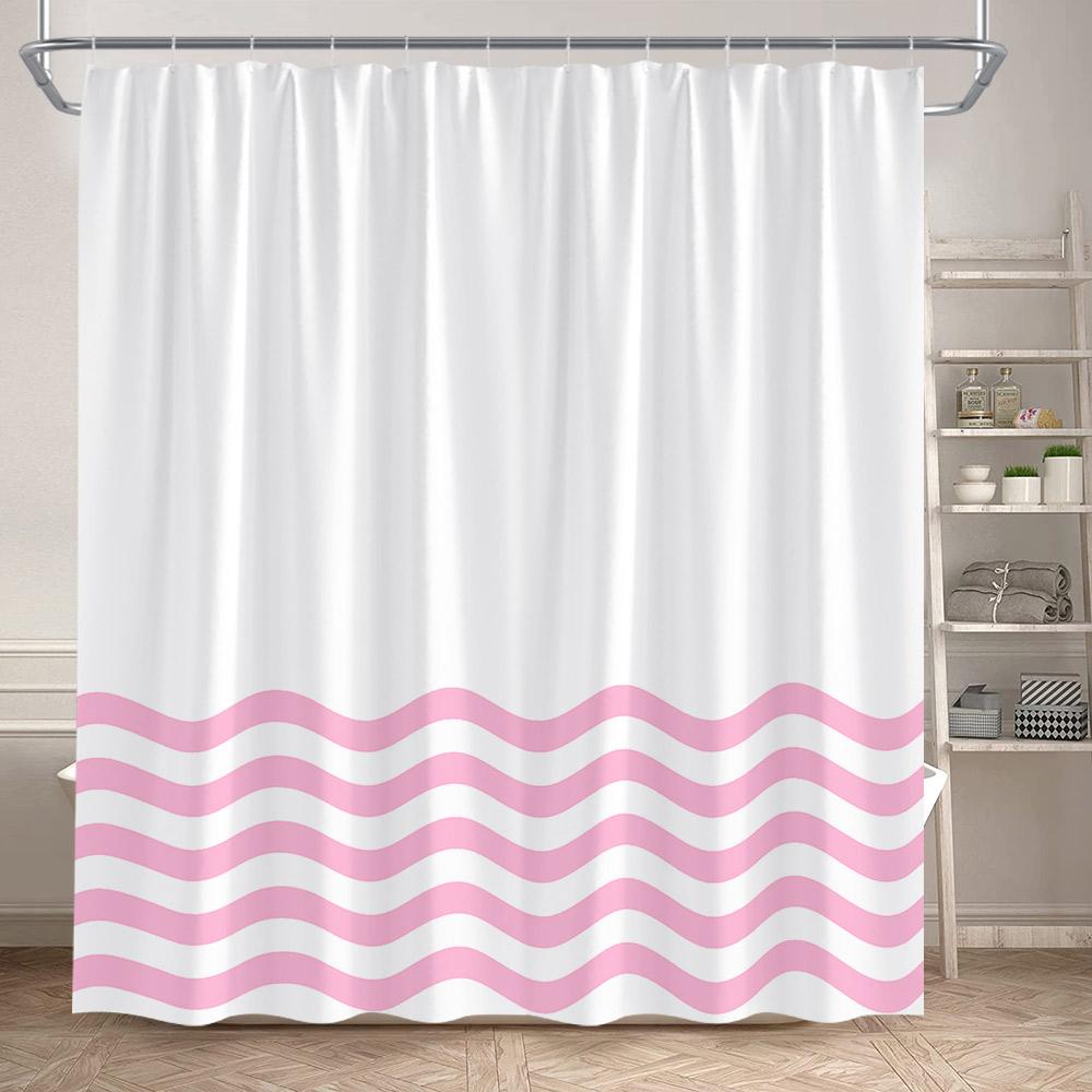 Czarno-biała Pasiasta Falista Zasłona Prysznicowa Kreatywny Geometryczny Wzór Liniowy Nowoczesne Minimalistyczne Zasłony Łazienkowe Tkanina Wystrój Domu