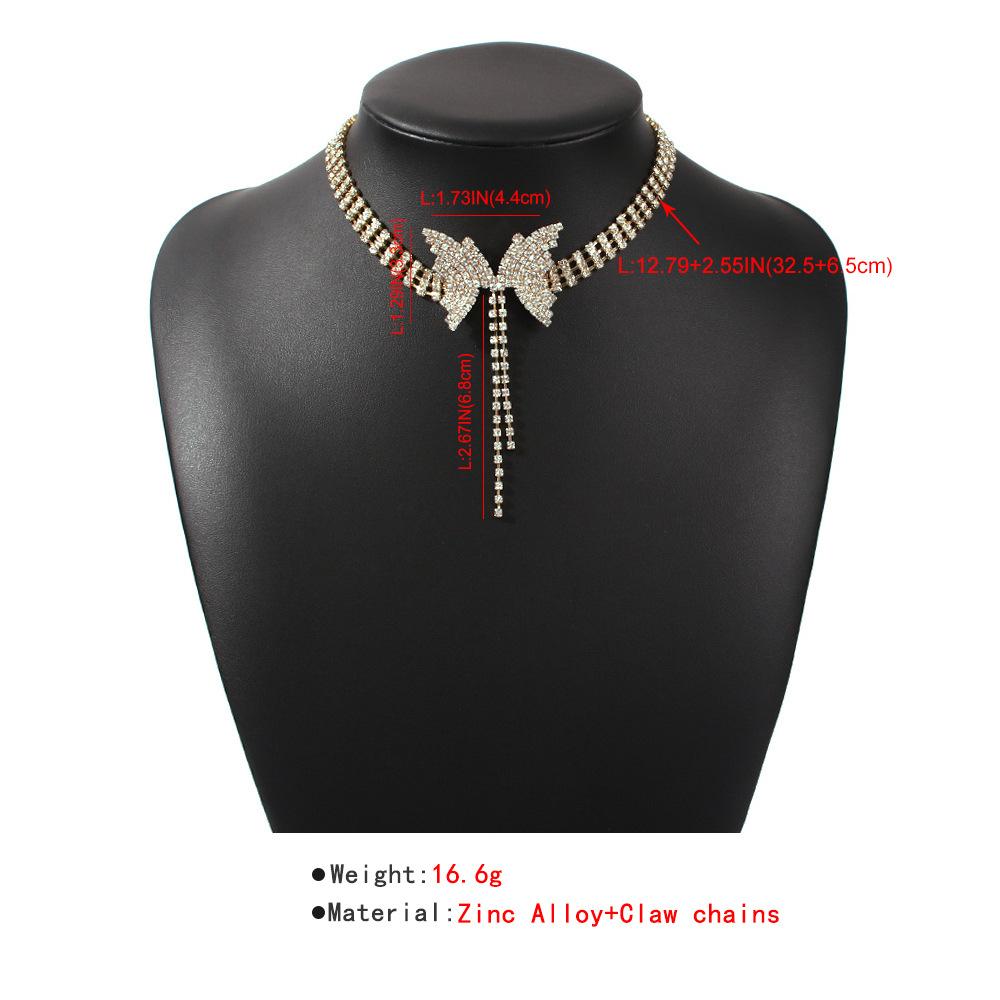 Tooxika Temperament Full Diamond Bow Short Necklace Fashion Trend Sweet Niche Choker Necklace Female
