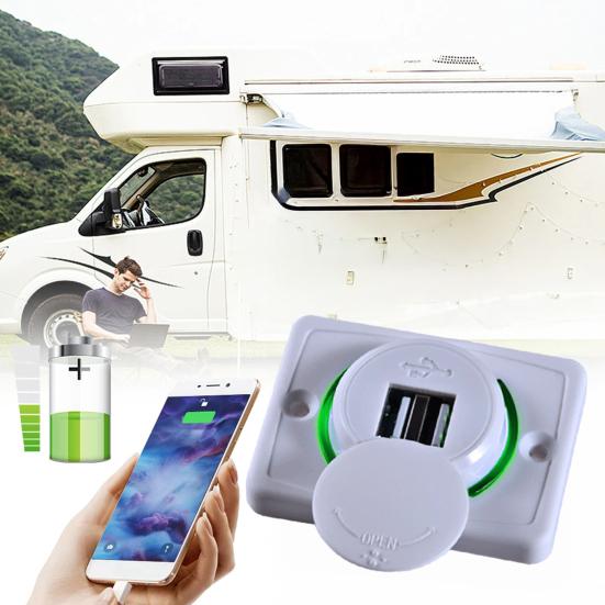 Dual USB Car Charger Socket 3.1A Power Outlet Dual Port Quick Car Charger Adapter with LED Indicator 12V-24V Fast Charging Station for Phones Tablets