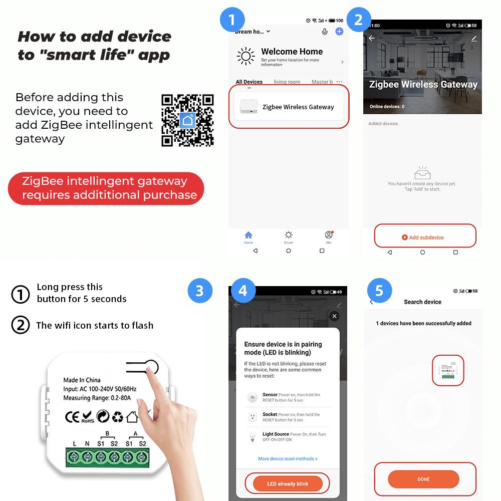 80A Tuya ZigBee Intelligent Energy Meter Solar PV Power Production Consumption Bidirectional Monitoring Meter 2CT APP Control
