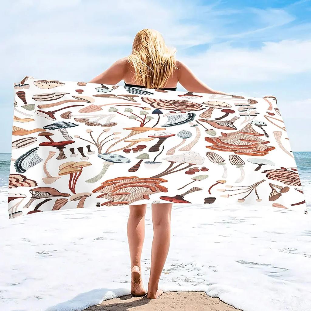 Mushrooms Microfiber Beach Towel,Bath Towel Oversized,Super Soft Water Absorbent Bath Towels for Bathroom Pool Swim Sport Autumn