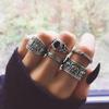 5 Teile/satz Carving Elefanten Runde Stein Stapeln Frauen Retro Knuckle Ring Schmuck