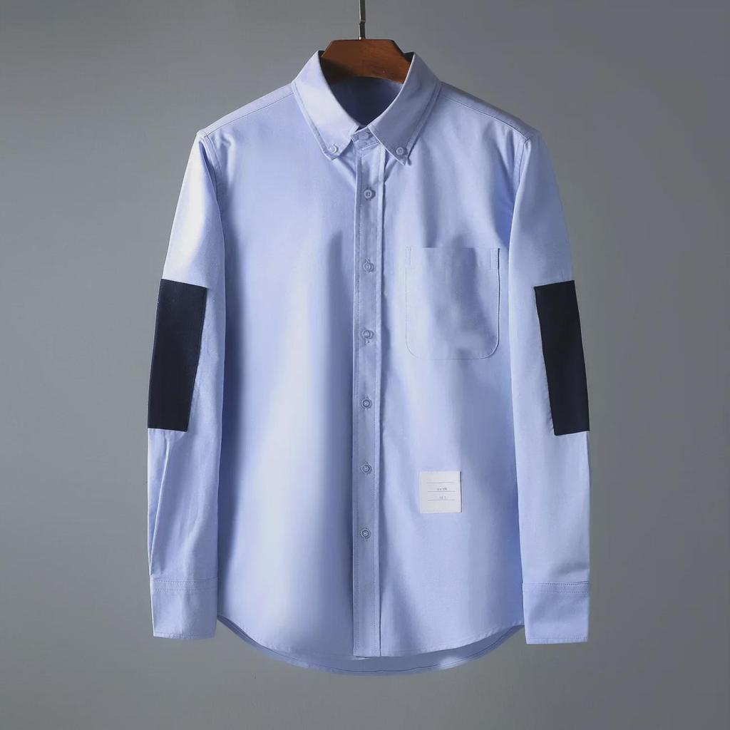 TB JL Trendy Unisex Oxford Košile s Dvojitým Rukávem a Kontrastními Detaily
