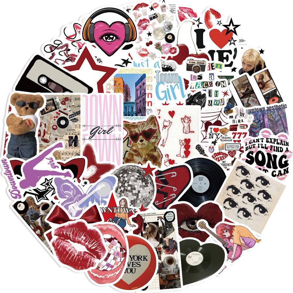 50 Sheets Downtown Y2K Girls Stickers: Trendy DIY Decoration for Phones & Laptops