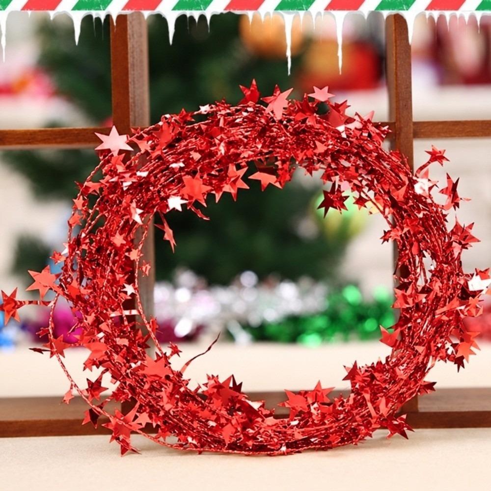 Glitter Finish Christmas Star Decoration Five-Pointed Star Wire Star Garland Christmas Party