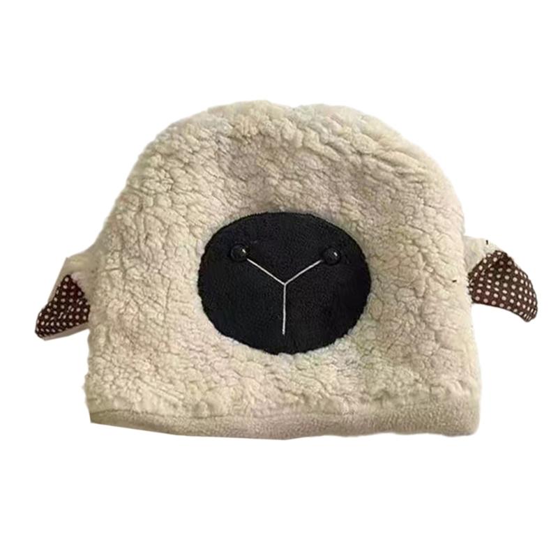 Милая Забавная Шапка-Бини Шапка с Ушками Овечки Шапка Маленького Дьявола Плюшевая Шапка Овечки Девочка Забавная Шапка