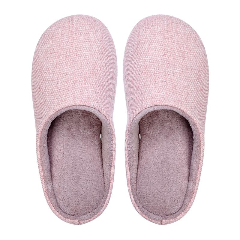 Japanese autumn and winter new plain home indoor wooden floor non-slip men and women couple wool warm cotton slippers