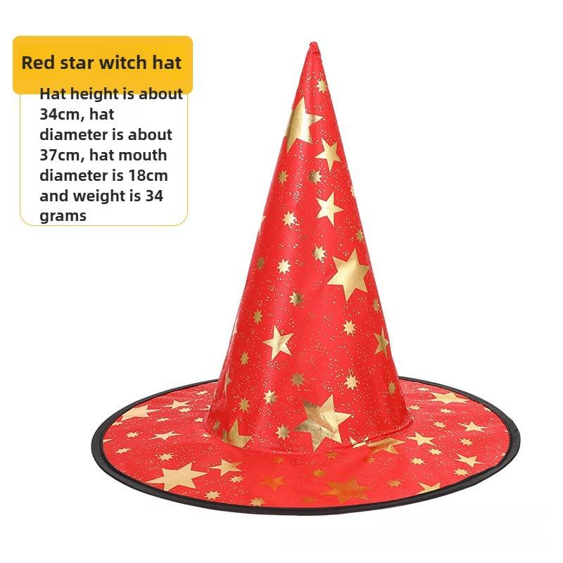 Halloween Prom Party Hat Witch Hat Witch Hat Veil Hat Printed Pumpkin Hat Black Tip Hat