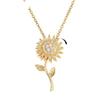 Rotating Sunflower Necklace Men'S And Women'S Design Simple Micro Zircon Pendant Neck Chain