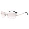 Retro Oval Rimless Sunglasses Wrap Around UV400 2000's Sun Glasses Y2K Futuristic Eyewear for Women & Men