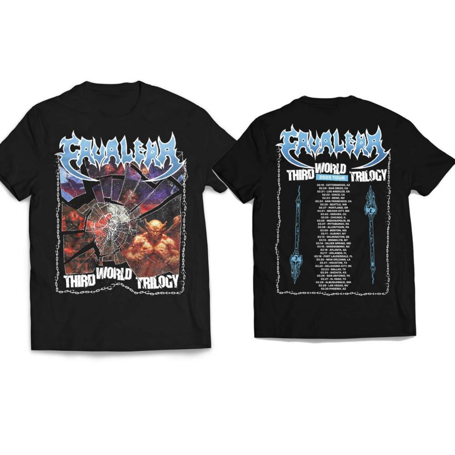 

NEW Cavalera - Third World Trilogy Tour Date 2025 T Shirt Size S-5Xl AR1379 Unisex T-Shirt XXXXXL чорний