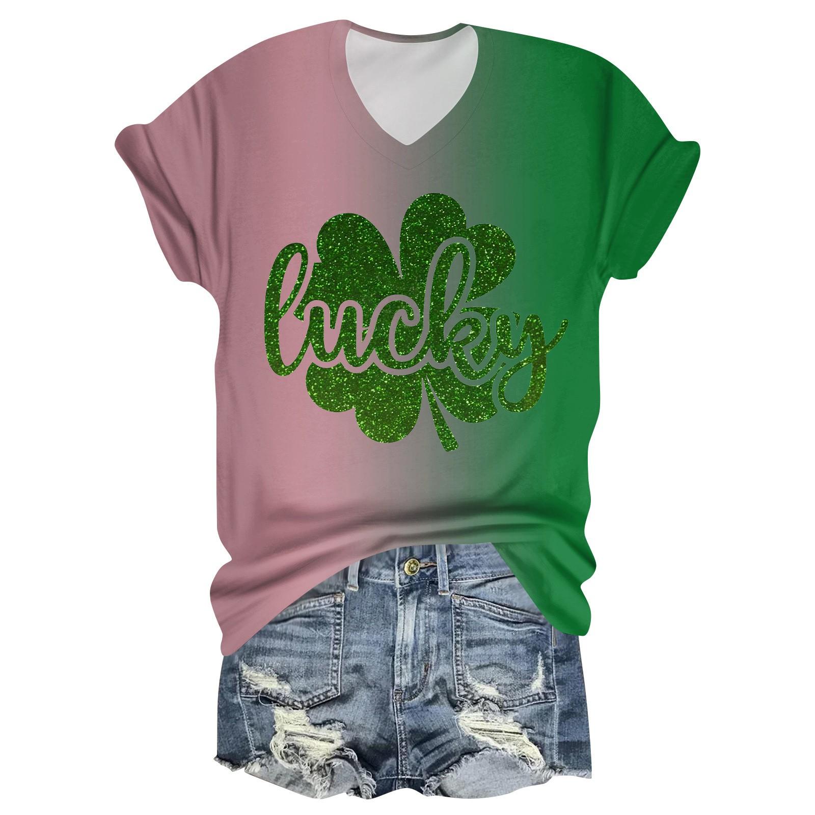 

Женская модная повседневная футболка с коротким рукавом и V-образным вырезом XXXXL