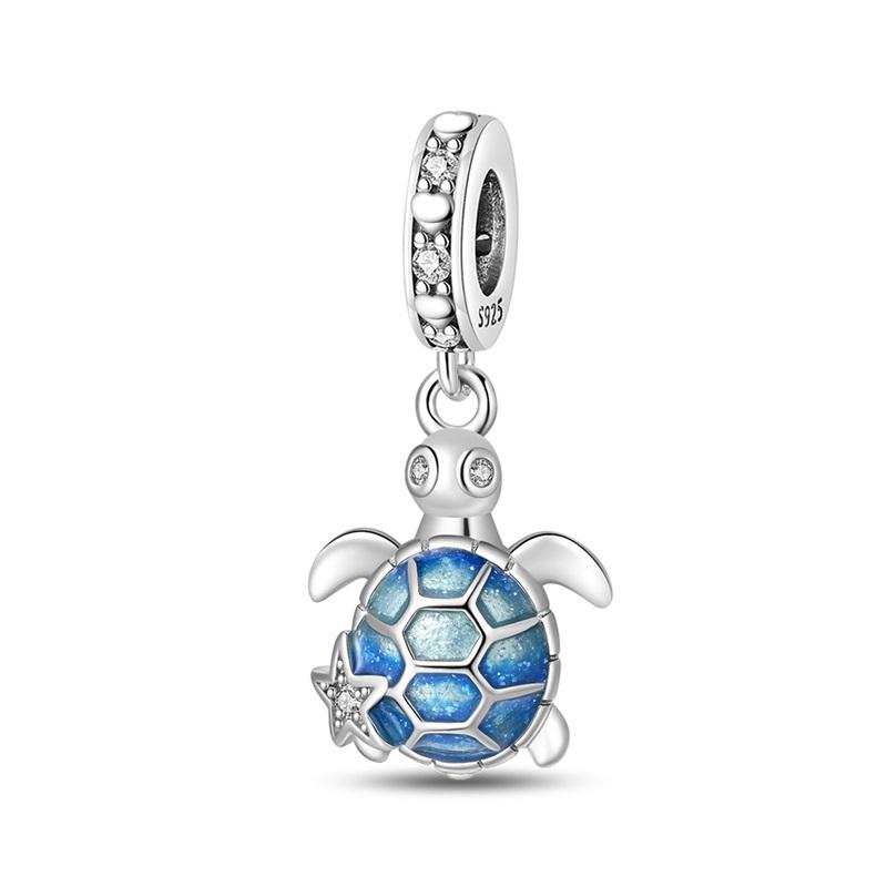 925 Silver Luminous Blue Ocean Series Octopus Starfish Charms Beads For Women Fit Bracelet DIY Jewelry Gifts