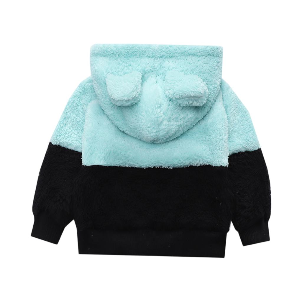 Kids' Color Block Hoodie Plush Winter Top