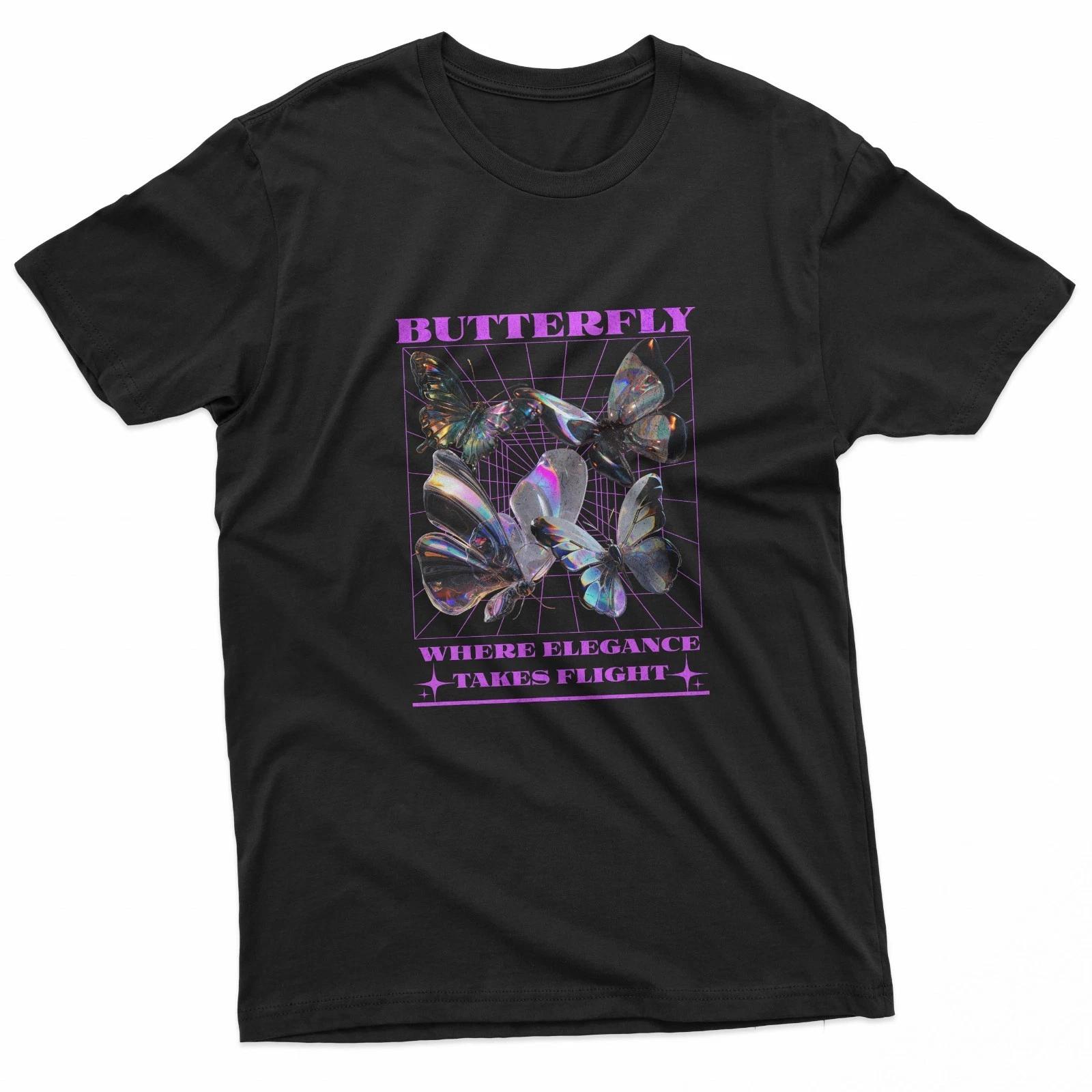 

Y2K Style 3D Butterfly Graphic 100% Cotton T-shirt Mens Tees Top 3XL