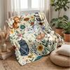 Floral Cats Garden Theme Blanket Lightweight Warm Flannel Blanket Decorative Throw Blanket for Home Decoration