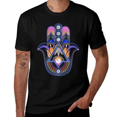 Emblems Hamsa Hand Inversion Simmyghatt Tshirt Stylish Print Short Sleeve Tee