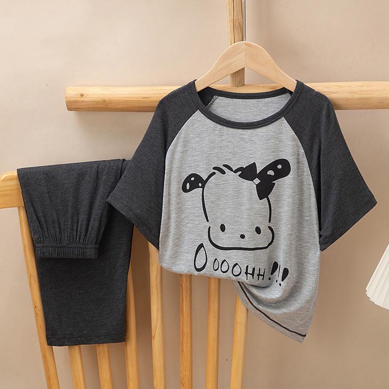 

Летний пижамный комплект для девочек и мальчиков: Модальный топ с коротким рукавом и длинные брюки для возраста 5-12 лет 110cm