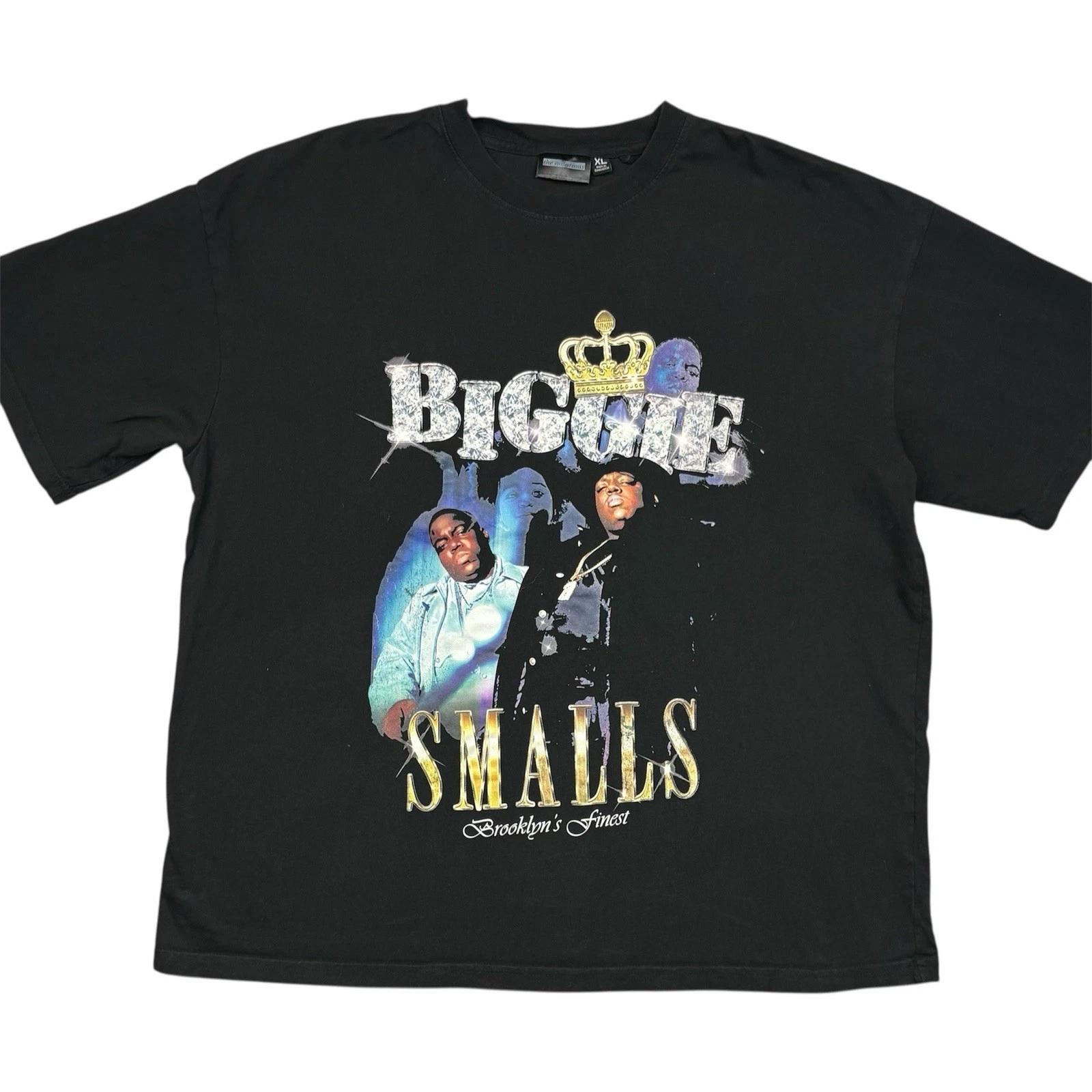 Хлопковая футболка The Notorious BIG Biggie Smalls 100% Мужская футболка Топ Мужской размер XL Brooklyn Mint Рэп футболка Черная S
