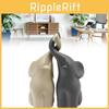 Pair Of A Beige Grey Elephants Animal Handicrafts Living Room Gift Decoration