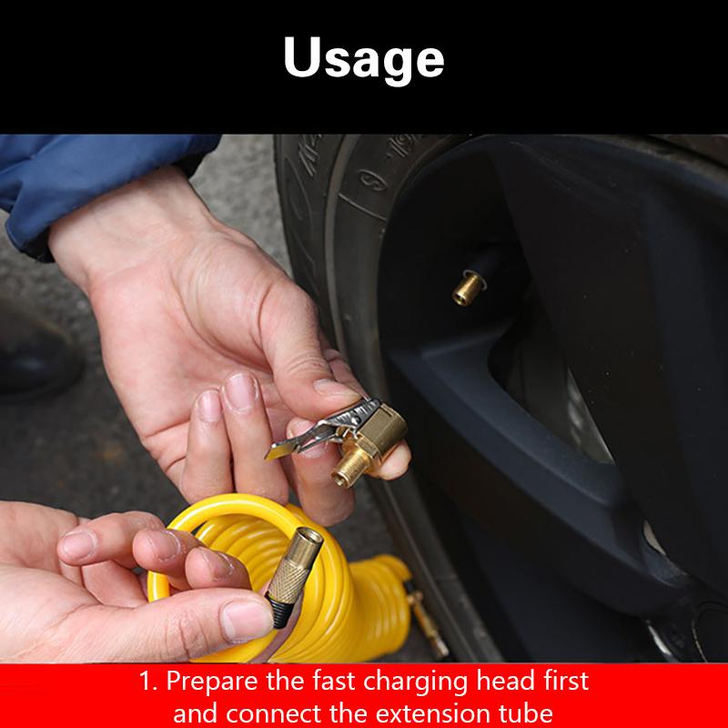 Car Inflatable Connector Practical Car Tire Inflator Valve Accessories Air Pump Clip Pure Metal Nozzle Quick Adapter Connector