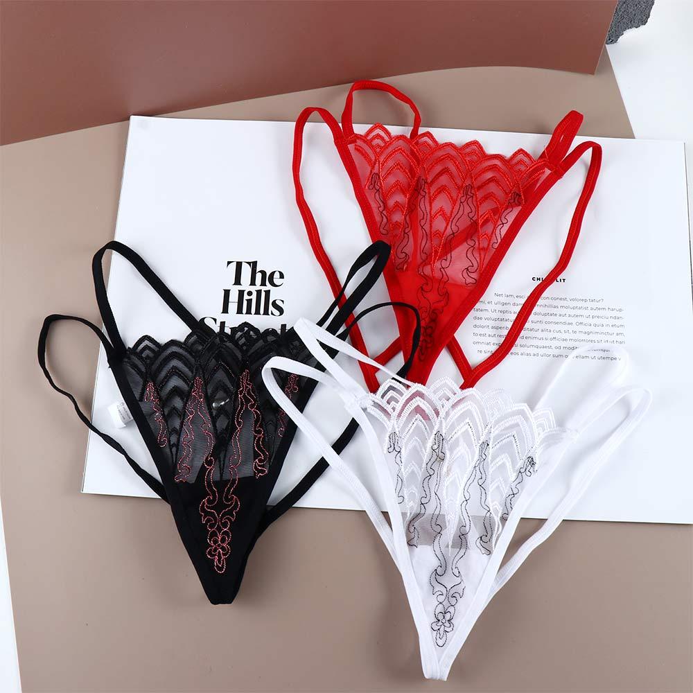 Sexy Fashion Flower Women Cross Belt Pearl Lace G-String Women's Thong T Panties Briefs