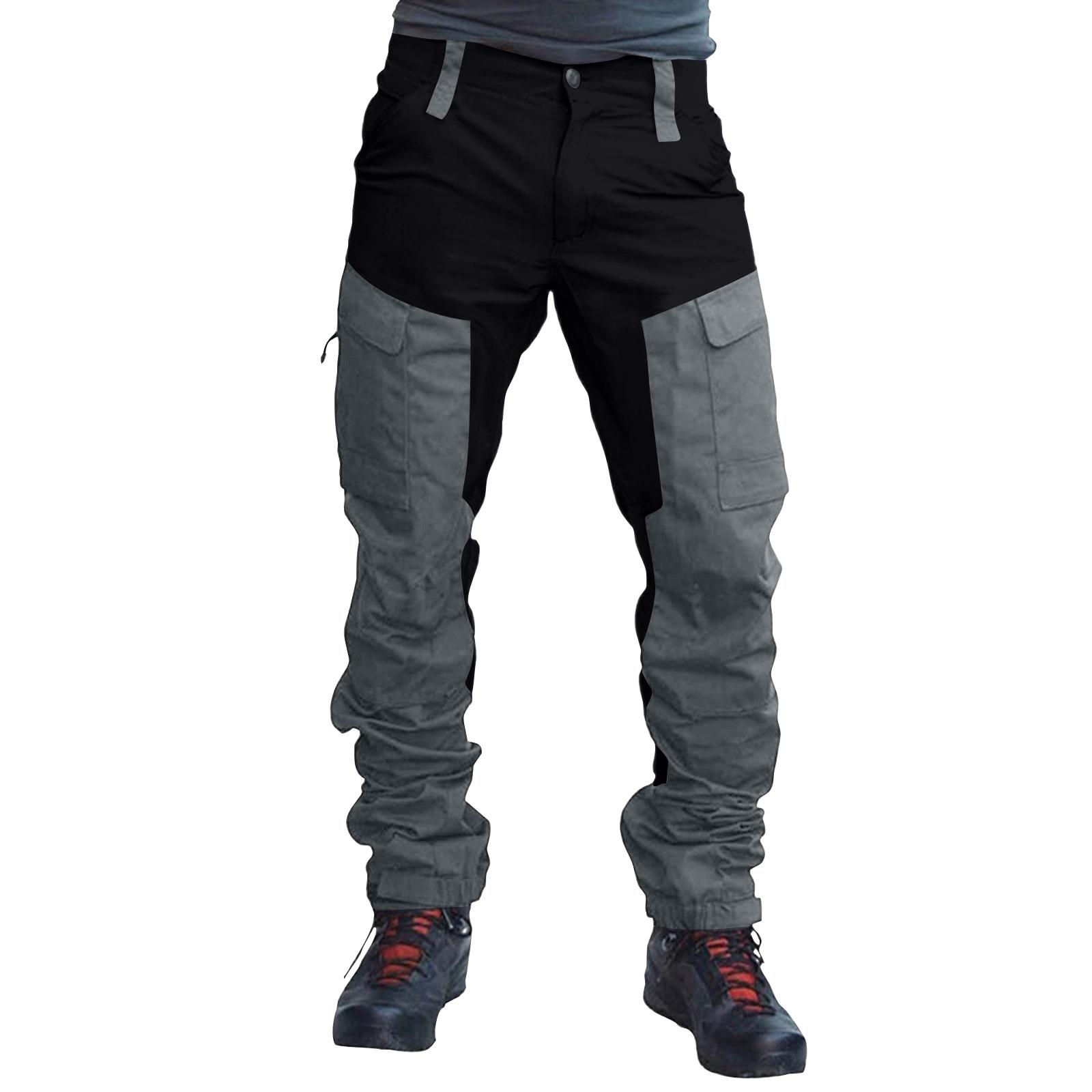 Men s Outdoor Work Pants Multi Pocket Durable Cargo Trousers Straight Fit Hiking Pants XXXXL чёрный