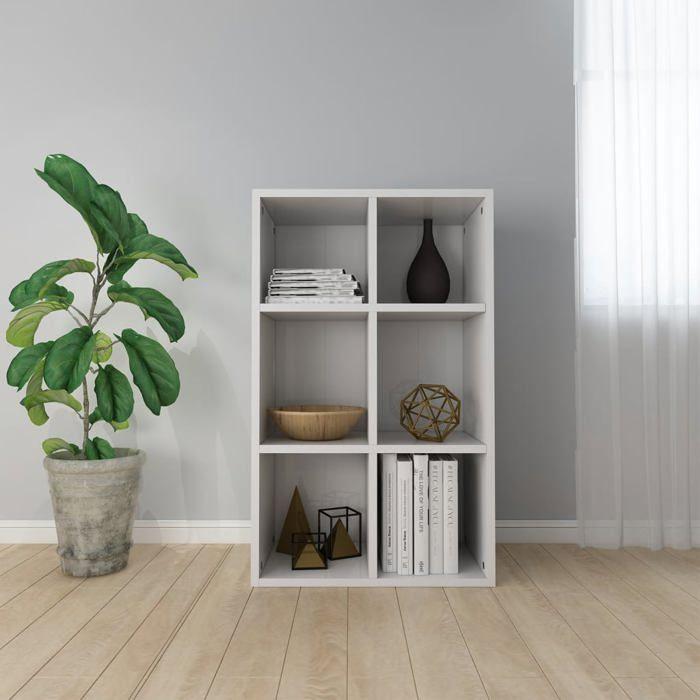 VidaXL Bibliothèque/Buffet, Meuble de Rangement avec Compartiment, Armoire à Livres Salon Intérieur, Moderne, Blanc Brillant 800348