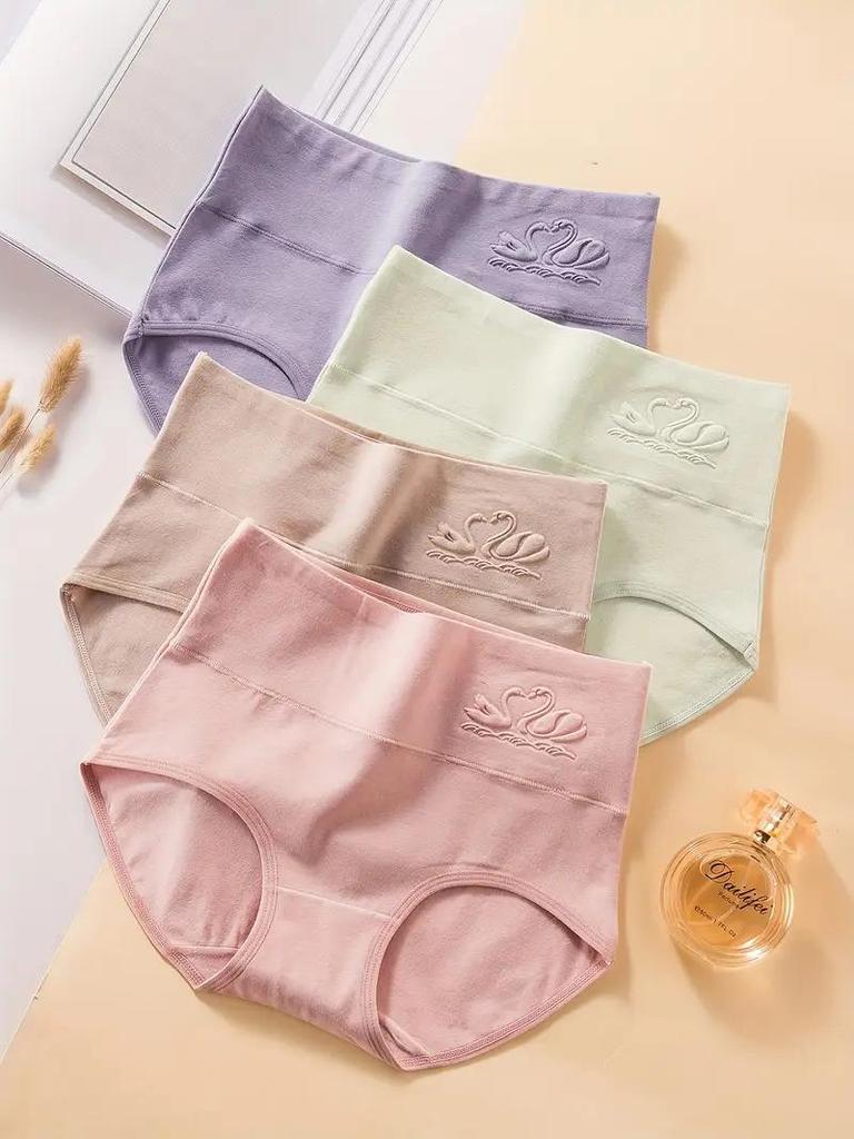 4Pcs High Waist Underwear Women Cotton Panties Breathable Pantys Girls Briefs Female Body Shaper Slim Lingerie Plus Size M-5XL
