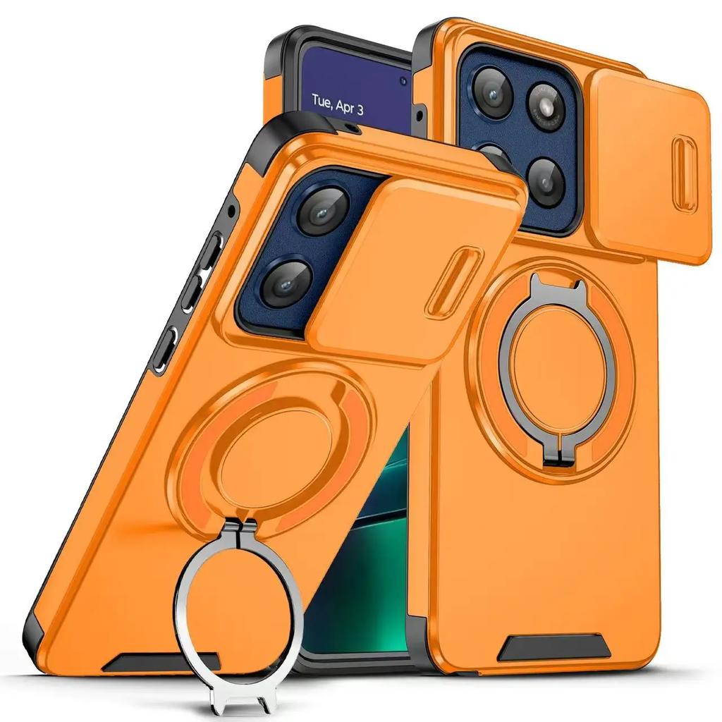 Shockproof Magnetic Phone Case for Motorola moto G 5G G Stylus Power play 5G 2025 Slide Camera Lens Ring Stand Protect Cover
