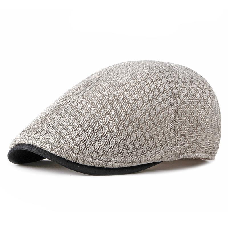 HT1377 Korea Style Summer Sun Cap Hats Plain Solid Black White Grey Cabbie Flat Caps Breathable Mesh Men Women Beret Caps