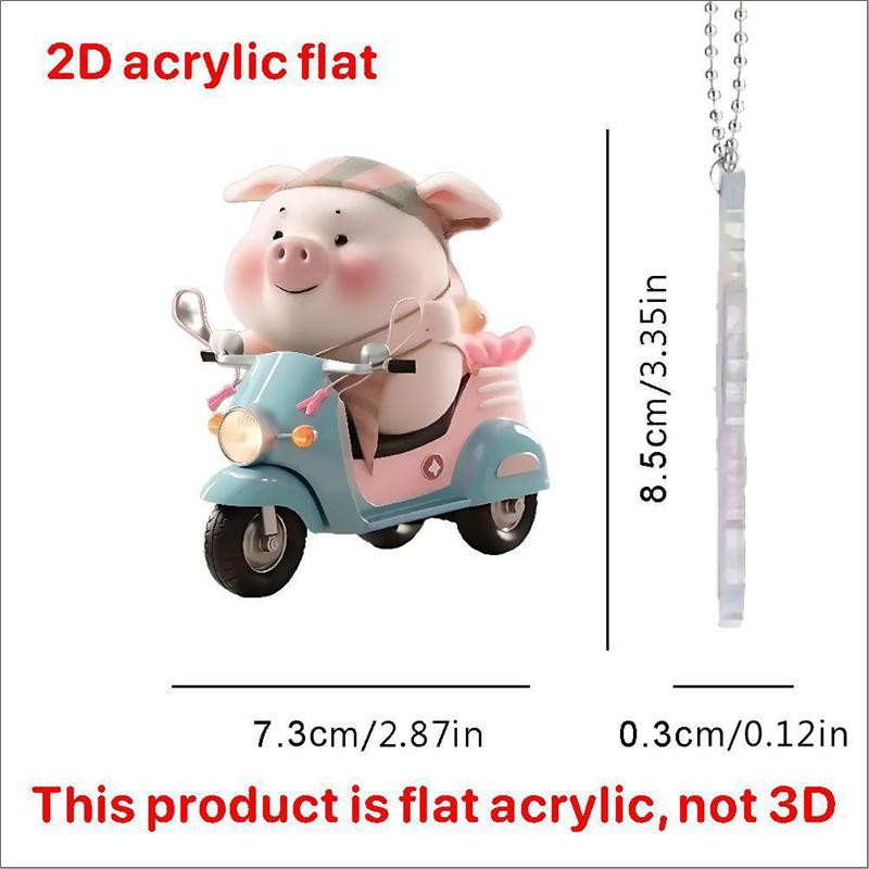Cute Pig Car Interior Acrylic Pendant Lovely Auto Keychain Hanging Ornament Universal Fit Car Decoration Accessories For Key Bag