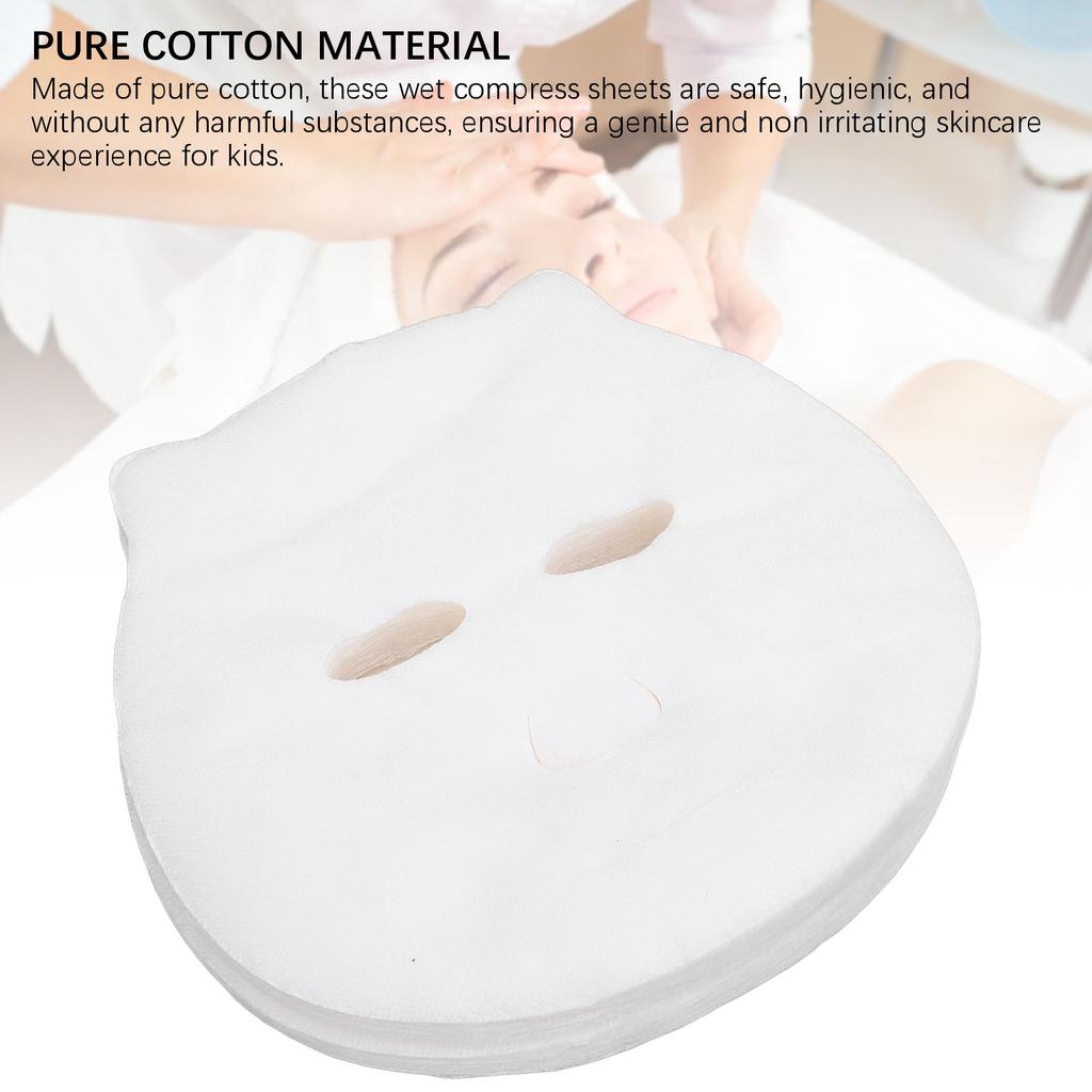 100 Pcs Kids Pre Cut Face Paper Sheets Disposable Wet Compress Cotton Ghost Face Facial Paper Sheet for Baby 15.5 X 14cm