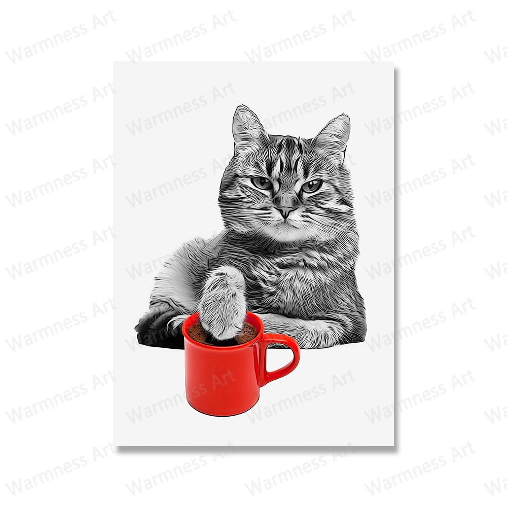 

Любитель кошек Забавный торт с котами, тост, круассан, постер с животными, хипстерская картина, печать на холсте, настенное искусство, домашний декор для кофе-бара, спальни 21x30cm No Framed фиолетовый