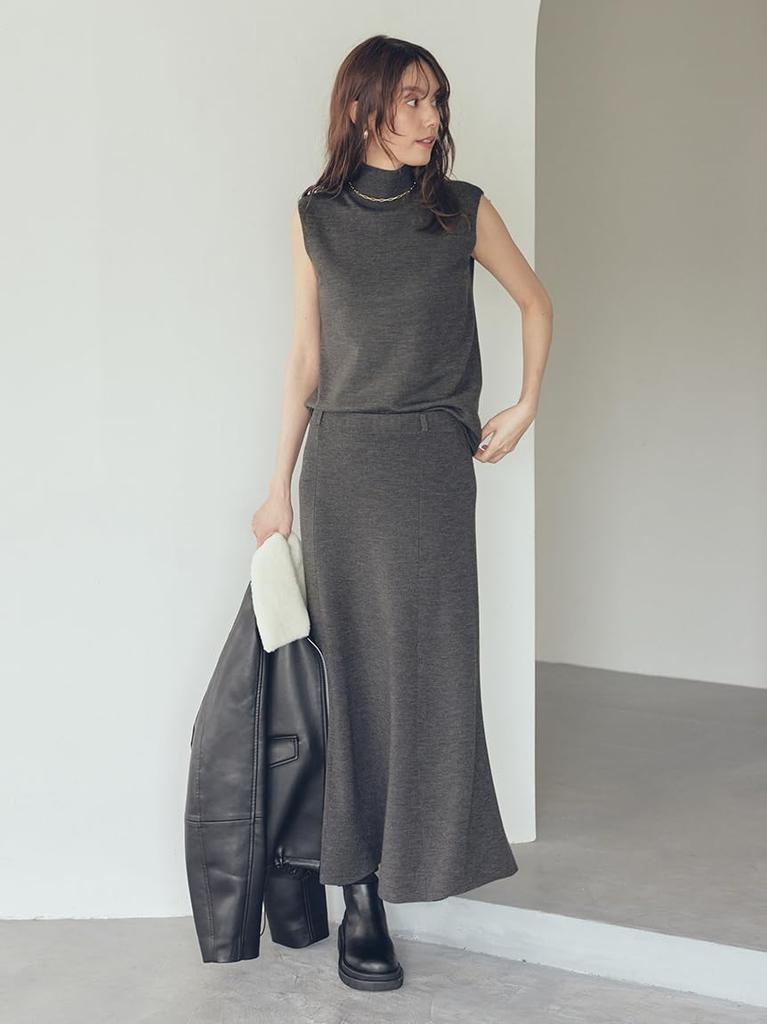 sleeveless knit narrow skirt SET 09WNO254119 CGRY 1 High-neck