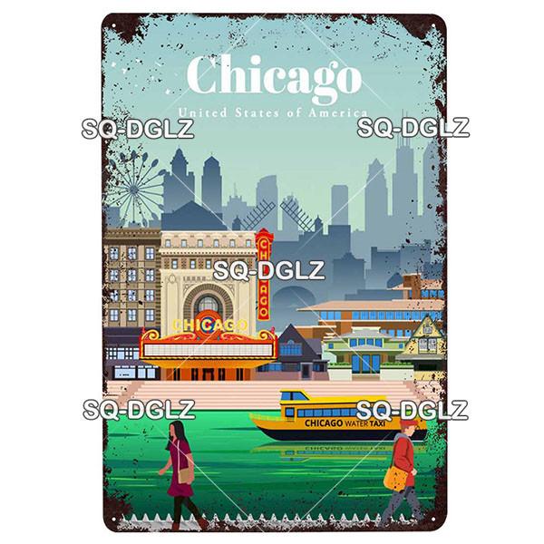 [SQ-DGLZ]Europa Stadt Metall Zeichen Vintage Plaque Platte Dekor Für Pub Bar Wand Dekor Zinn Zeichen Budapest/Moskau/Brügge Poster Geschenk