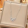 Women's Silver Titanium Steel Necklace with Micro-Inlaid Zircon - Elegant, Durable Clavicle Chain Jewelry